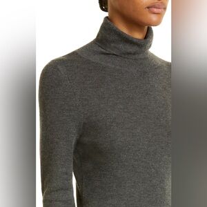 Nili Lotan Lynnette Cashmere Turtleneck Charcoal Medium Fitted Sweater Luxury